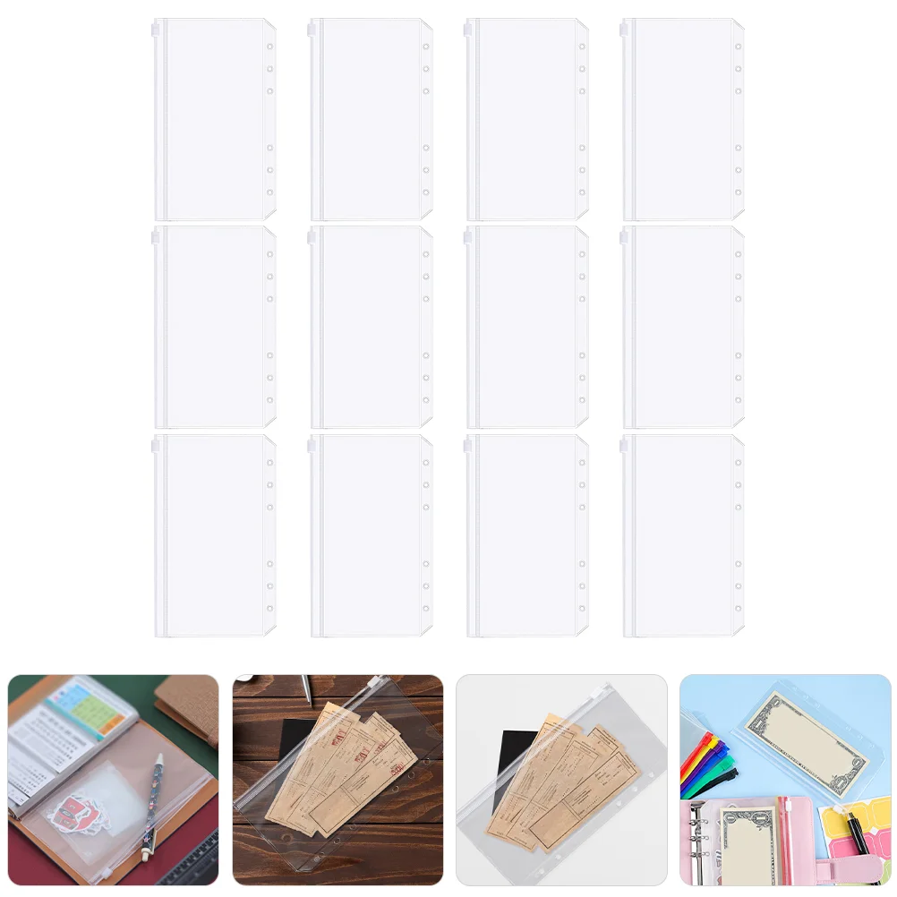 

12 Pcs Binder Pocket Clear Zipper Pouches Money Bags Waterproof Document Storage Pvc Business Card Loose Leaf