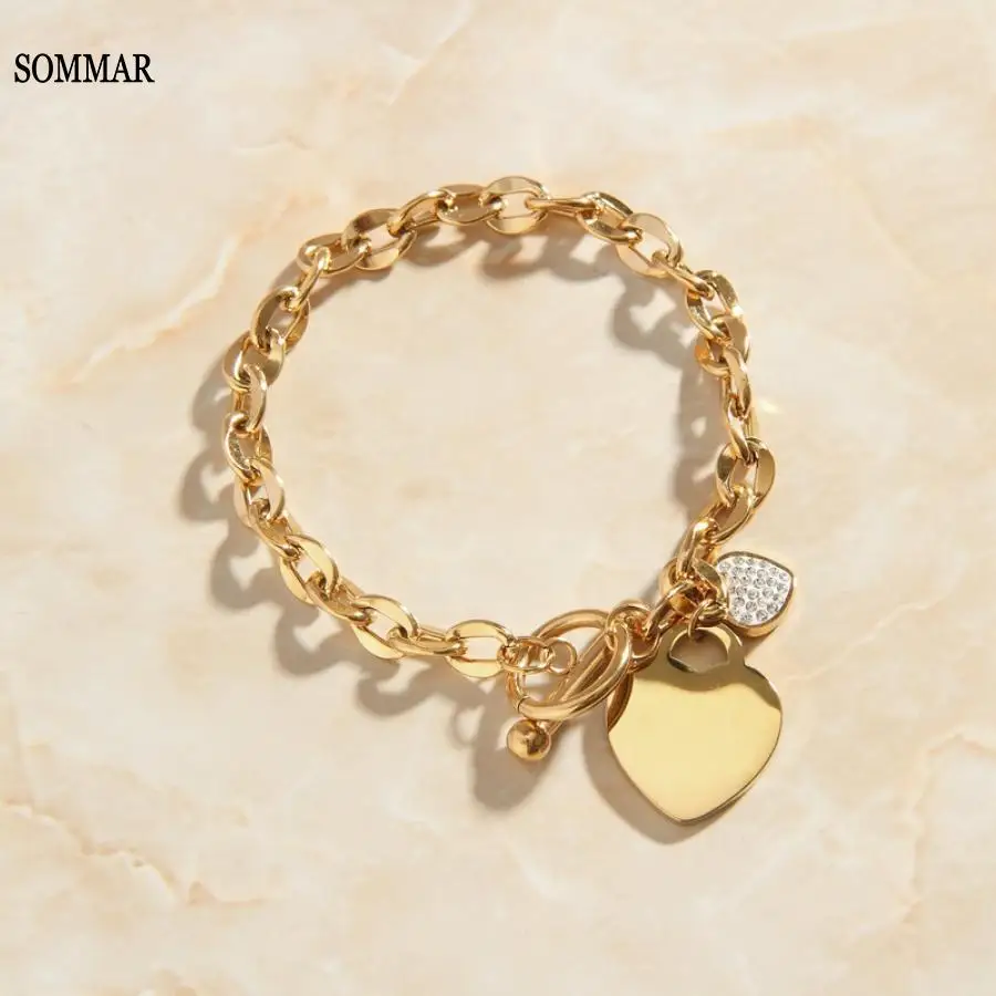 Sommar Resin Charms 18Kgp Placcato Oro Maiden Charms Bracciale Versatile Peach Heart Heart Heart Bracciale One Orientation Sport