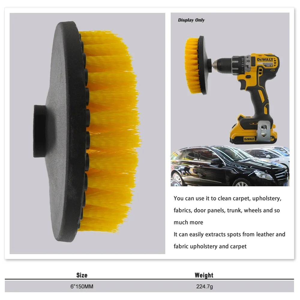 1 Pcs 6 Inch Power Scrubber Cleaning Brush with M14 Thread Drill Adaper for Cleaning Carpets Kitchen and Bathrooms Car Interiors 6