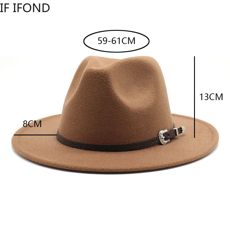 Chapeau Fedora Jazz en feutre de Style britannique, taille 59-61CM, Panama Trilby, pour femmes et hommes, chapeau de fête de mariage pour hommes