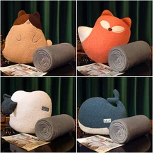 Almohada y edredón de dibujos animados, manta gruesa, almohada para coche, cojín para siesta para casa y oficina, dos en uno