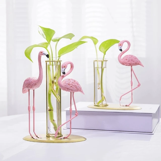 Vases de fleurs en verre flamant rose, conteneur de plantes