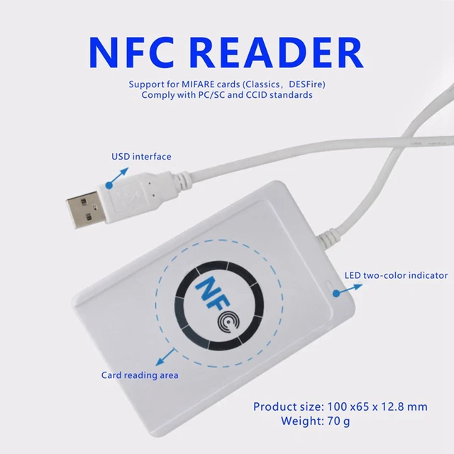 ACR122U RFID IC Smart Card Reader Duplicator Contactless Writer Copier Writable Clone 13.56Mhz ID IC Card Copier 5