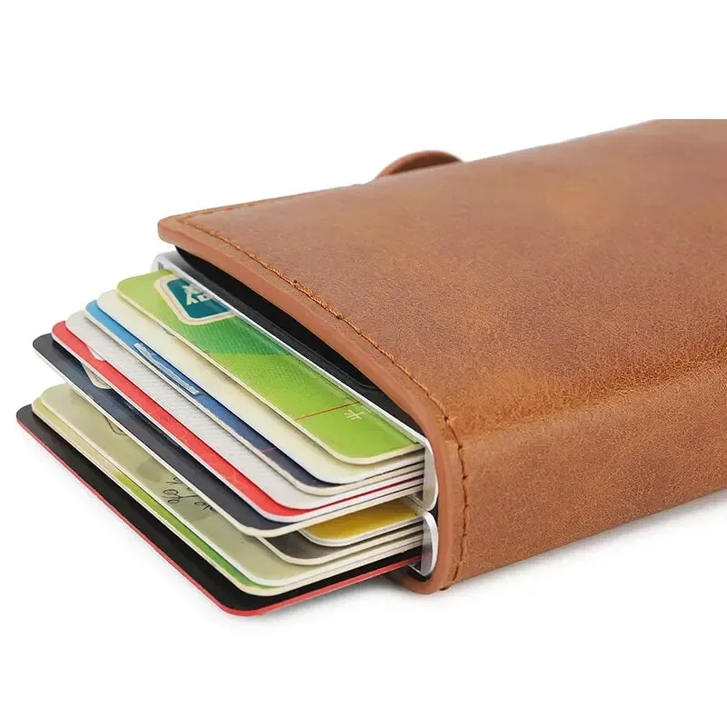Wallet Card Holder Credit Card Holder DIENQI-Carbon Fiber Anti Rfid Credit Card Holder Double Cardholder Case Wallet Metal Business Bank Creditcard Minimalist Wallet