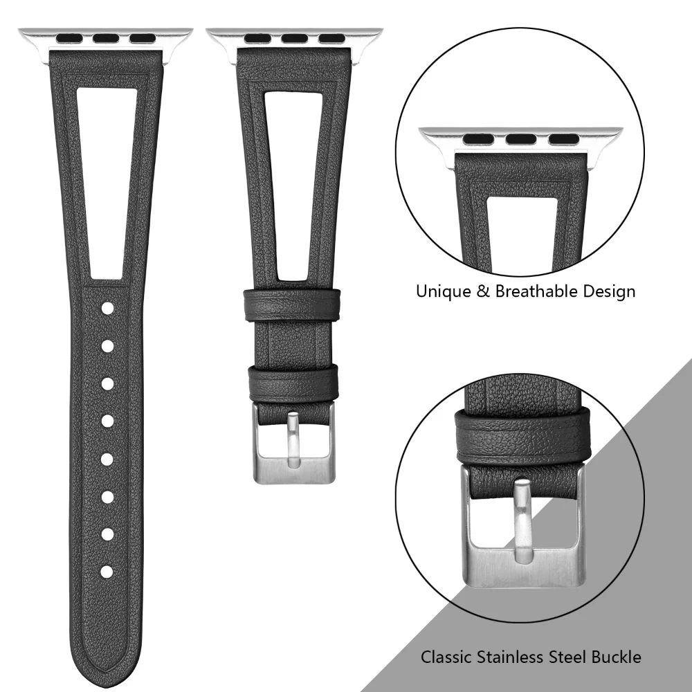 Leather Strap for Apple Watch 45mm 41mm 44mm 40mm 42mm 38mm High-quality Bracelet Wristband for iWatch 8 7 6 5 4 3 SE Ultra 49mm