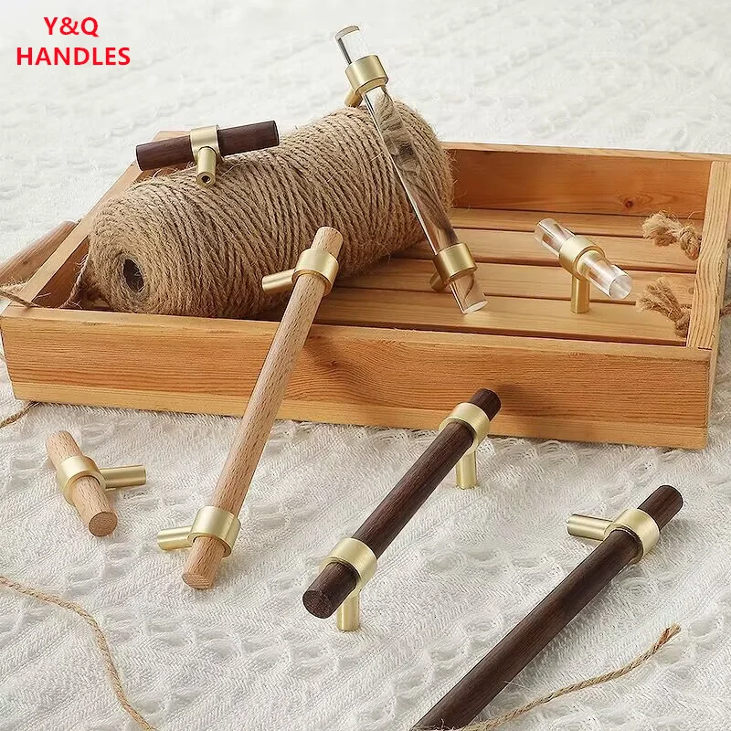 Cabinet Handles Handles Drawer Cabinet Furniture Kitchen Cabinet Knob Door Drawer Furniture Kitchen Golden Transparent Crystal Wood