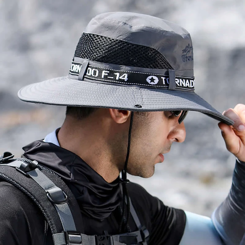 Bucket Hat Men Summer Bucket Hat Women Outdoor UV Protection Breathable Hunting Hiking Hat Wide Brim Sunscreen Beach Cap Fisherman