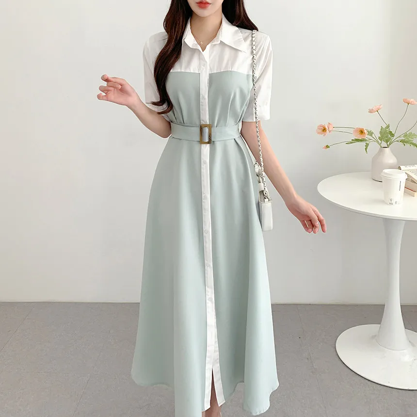 

Французское ретро-платье со шнуровкой и контрастной талией