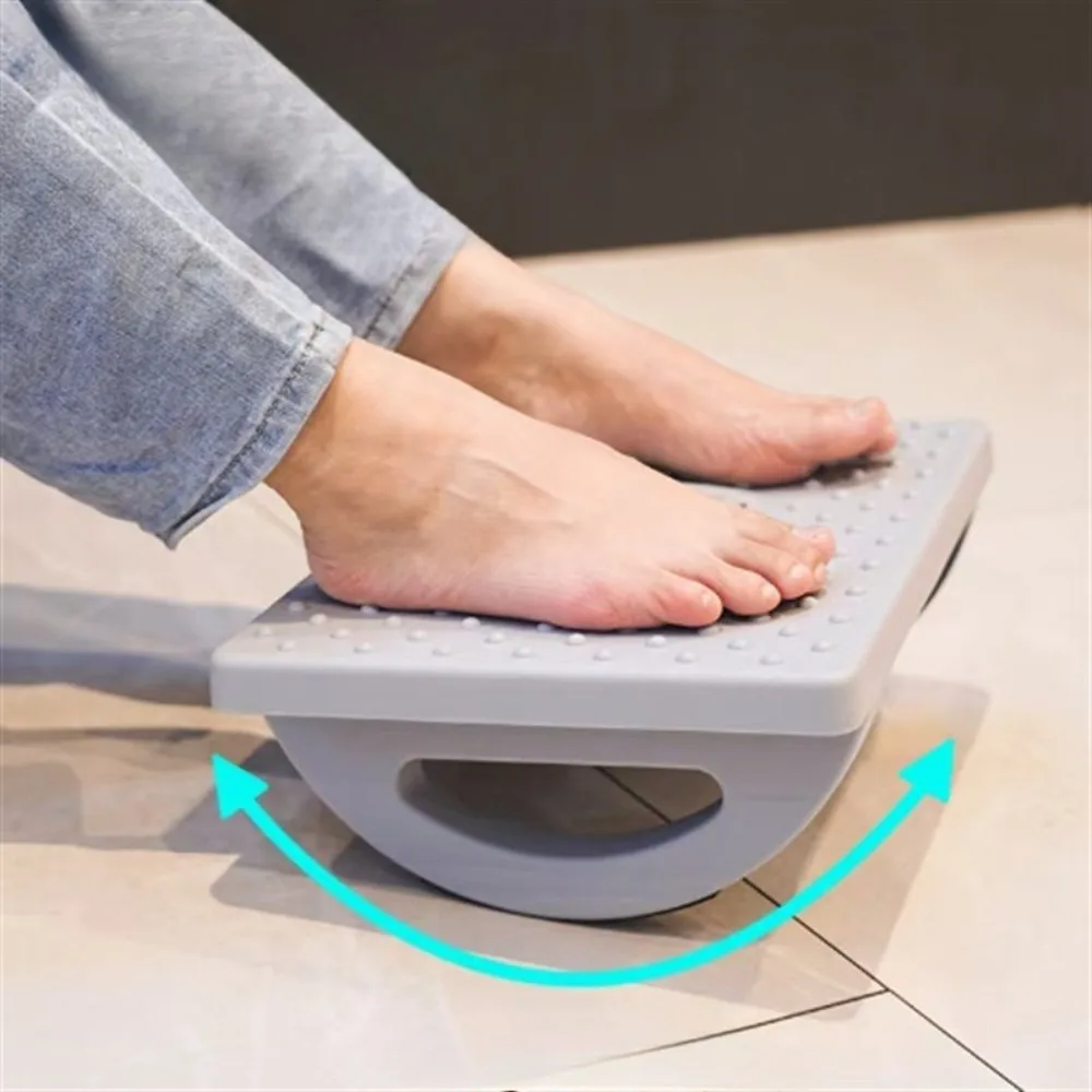 Home/Office Footrest Under Desk Foot Stool Anti-Crossed Legs Semi-Circular Rocking Anti-Slip Massage Roller Footrest