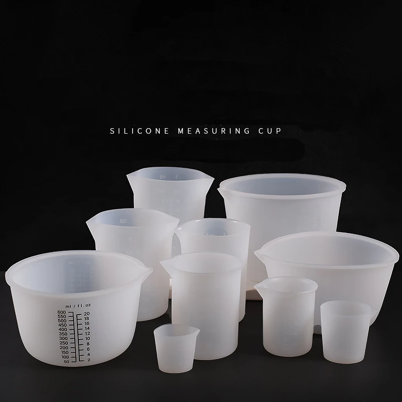 30-1000ML Transparent Silicone Measuring Cup With Scale Resin Epoxy Moulds Food-Grade Separating Cups Jewelry Making Baking Tool