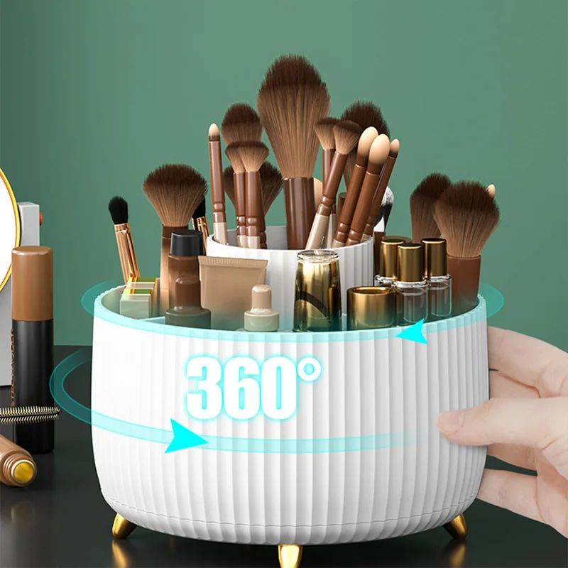 360° Rotating Makeup Brushes Holder With Lid Lipstick Organizer Cosmetic  Storage Make Up Tools Box Jewelry Pencil Case Container - AliExpress