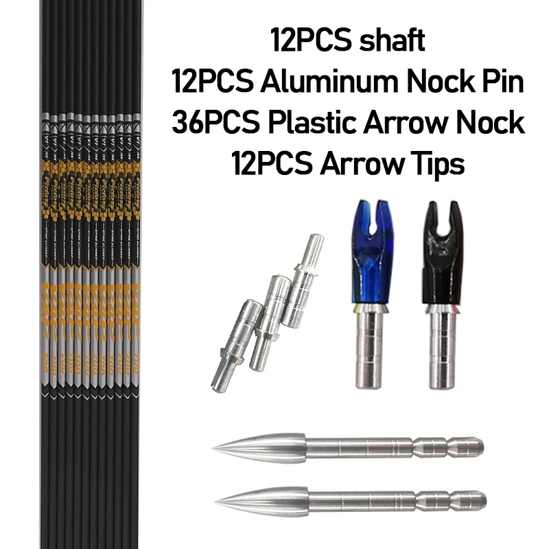 Flèches Carbone TOPARCHERY SP500 30 Pouces 4 Plumes Vertes Lot De 6 Pour Arc