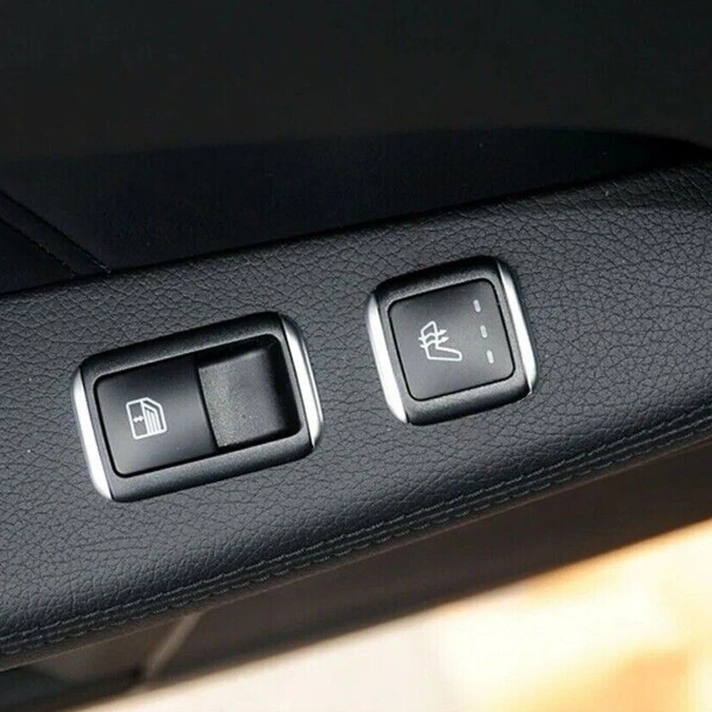 

2 Set ABS Silver Interior Heating Backseat Button Frame Cover Trim Fit For Mercedes-Benz E Class W212 S212 A207 C207 2009-2015