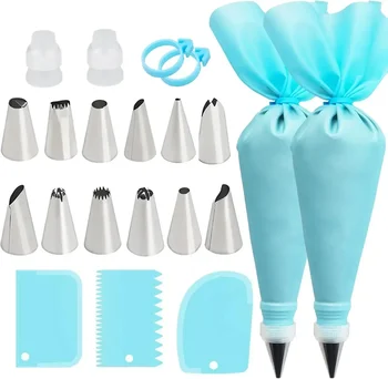 Piping Bags Cake Decorating Tools Reusable Silicone Pastry Bag Stainless Steel Nozzle Piping Nozzles Pastry Set Baking Tools 1