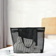 

Travel Summer Beach Shoulder Bags Women Clear Mesh Transparent Bag Large Capacity Female Casual Solid Color Holiday Tote Bags