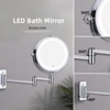 Wall Mounted Folding Arm Extend Bathroom Mirror With LED Light 10X Magnification Double Side Touch Dimming Makeup Mirrors 2