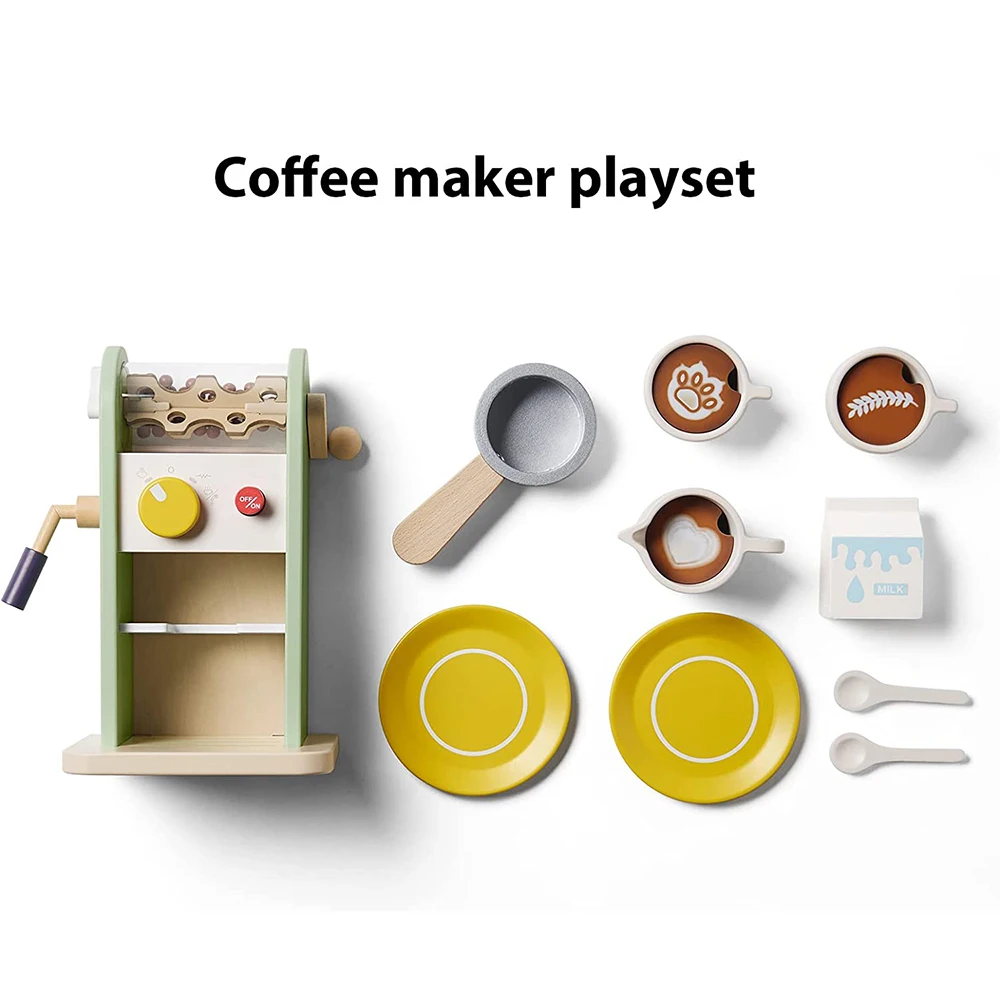 Bc Babycare Wooden Coffee Maker Playset Realistic Play Coffee Maker Pretend Play Kitchen Appliances Gift Kids Toy Coffee Maker images - 6