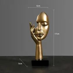Nordic Resin Abstract Face Sculpture - Light Luxury Art Decor (Gold-C)