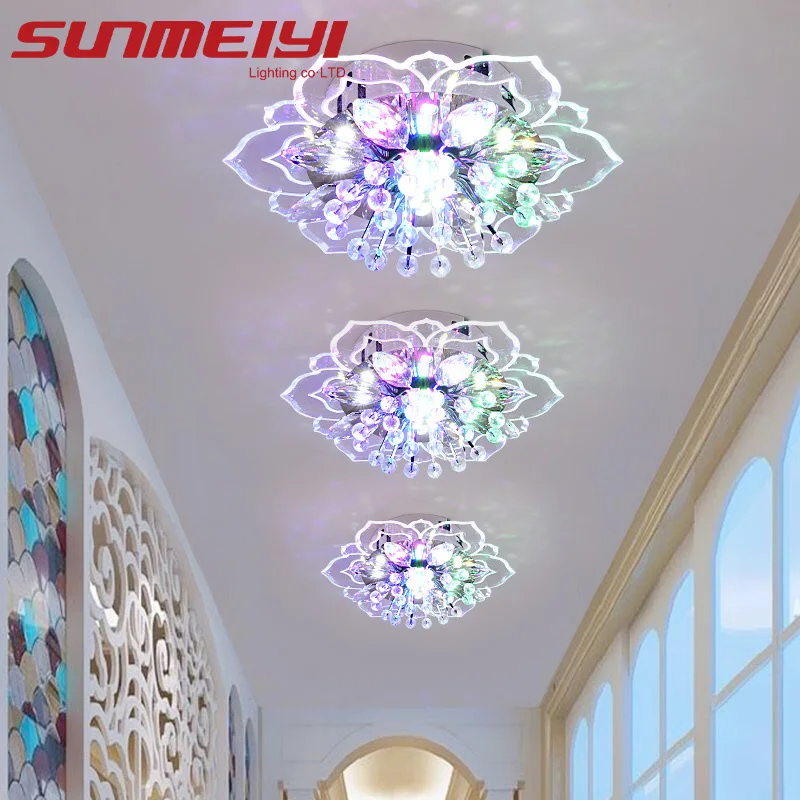 LED Crystal Ceiling Light Aisle Luxury Porch Balcony Flower Lamp For Living Room Bedroom Kitchen Decoration