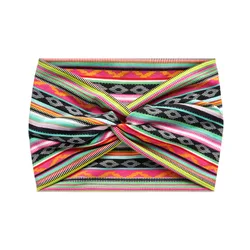Stylish Extra - Large Twisted Headbands for Women - Fashionable Boho Workout & Yoga Hair Accessories (Colorful Stripes)