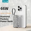 66W Mini Power Bank Portable External Battery Pack Built in Cable Diamond Pockets Power bank Spare Battery for iPhone16 Samsung 1