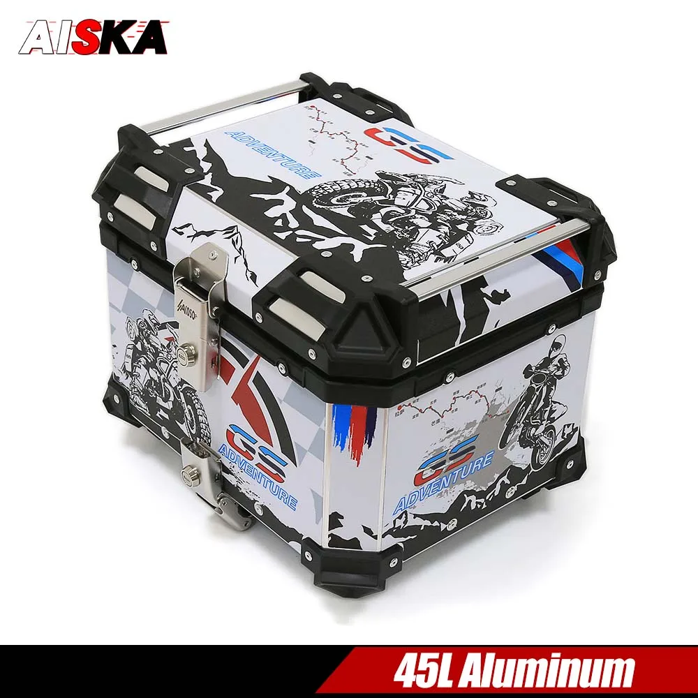 

Motorcycle Universal Rear Top Case Moto Luggage Storage Tail Box Waterproof Motorcycle Aluminum Trunk Key Lock Tool box 45L