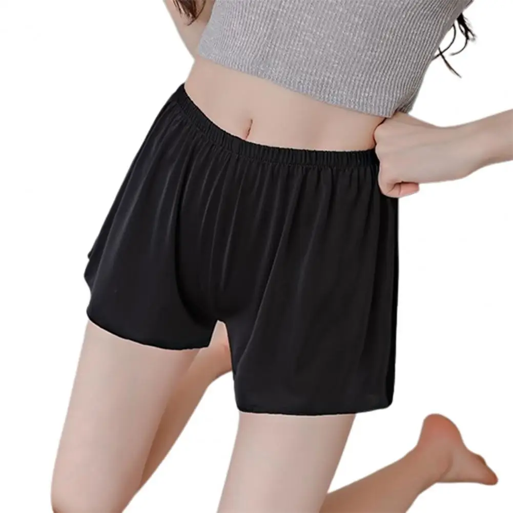 Women Safety Shorts Anti-exposure Breathable Thin Satin Seamless Homewear Underwear Loose Elastic Waist Summer Mini Pants Female