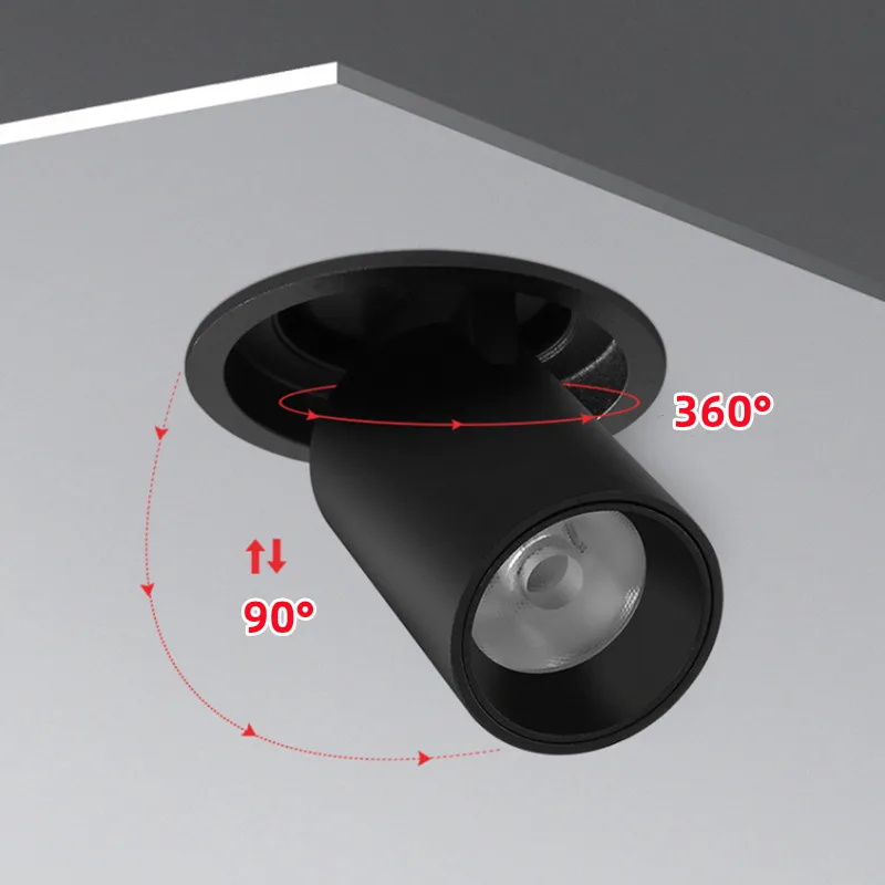 조도 조절식 LED 스포트라이트 각도 조절, 360 ° 회전, 범용 내장형 LED 천장 조명, 7W9W12W15W18W20W24W