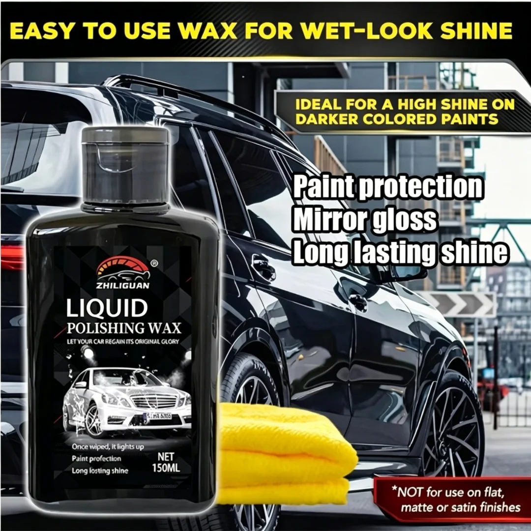 150ml Liquid Polishing Wax with Microfiber Towel, Car Paint Polishing Coating, Long Lasting Shine Paint Protection, Restores Car - 2