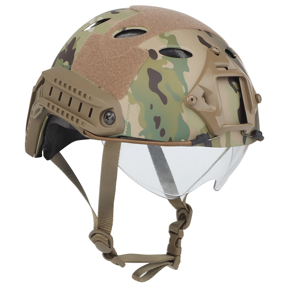 Tactical Fast Helmet With Goggles Military Durable Windscreen Airsoft