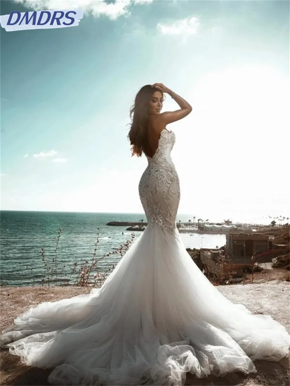 Elegant Mermaid Wedding Dress 2024 Charming Strapless Evening Gown Simple Lace Wedding Gown Robe De Mariee