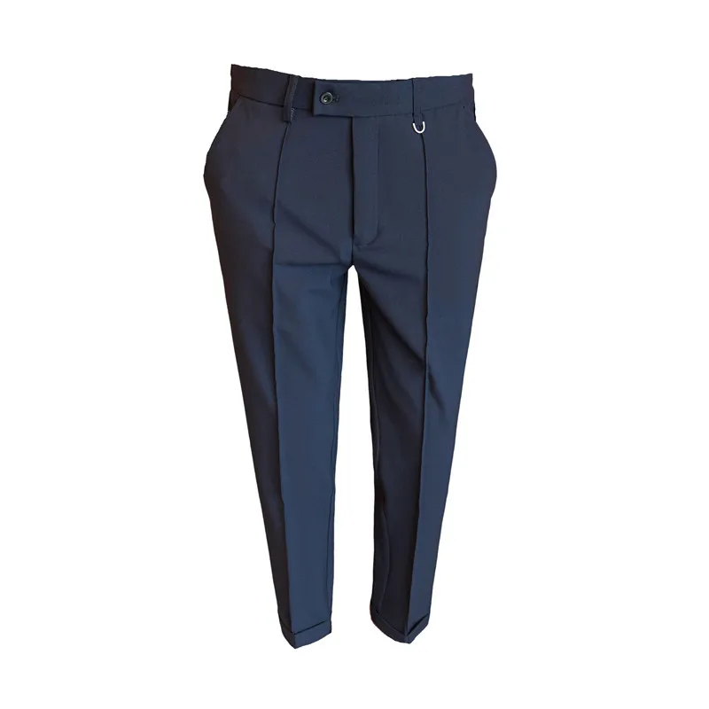 Men Business Casual Trousers Plain Color Ankle-length