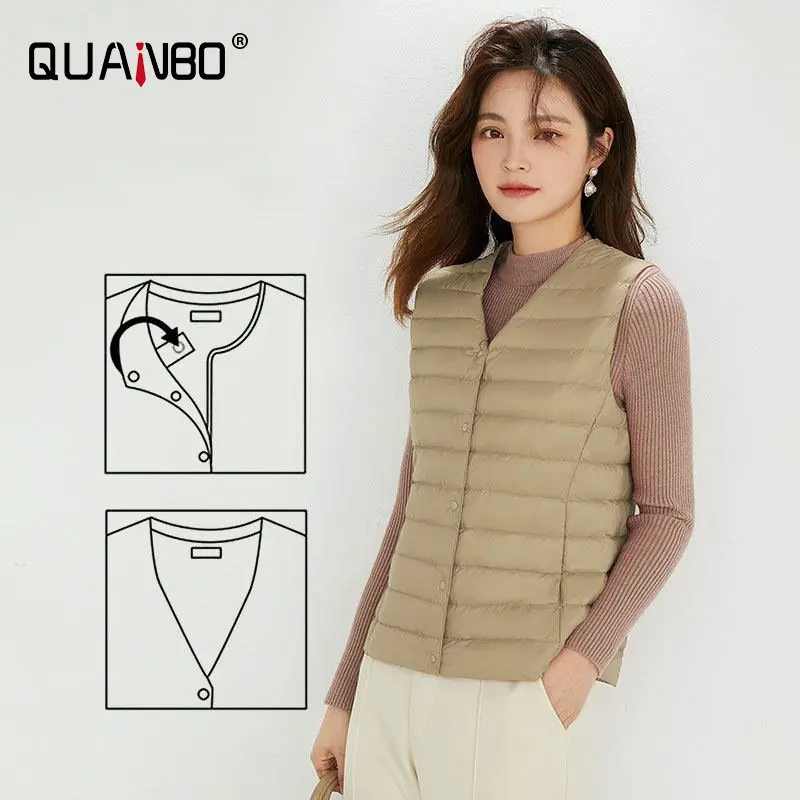 Women Sleeveless Puffer Vest Women's Ultra Light Down Vest Women Two Ways Waistcoat Portable