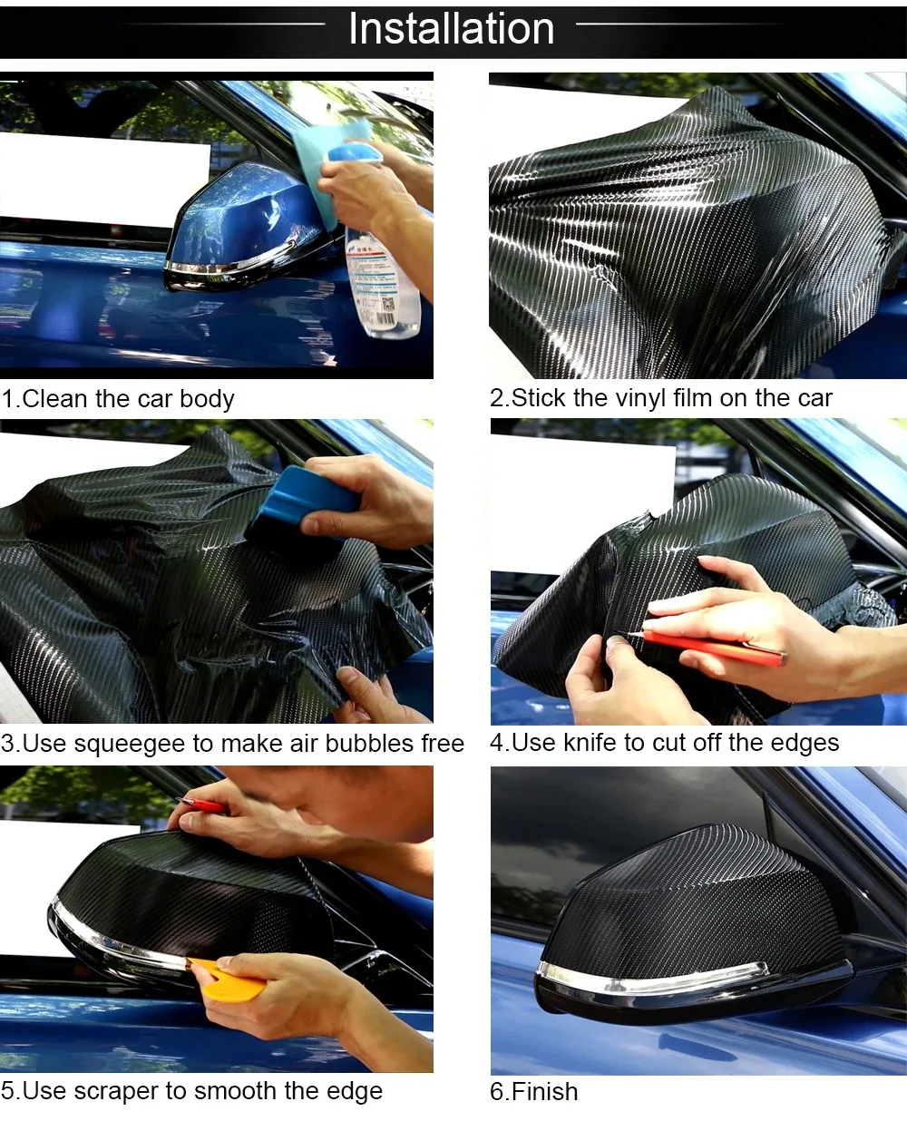 Description Picture 6 of itemBlack Matte Car Vinyl Sticker Glossy Carbon Fiber Film Car Packaging Foil Notebook Computer Motorcycle Decor Protective Film