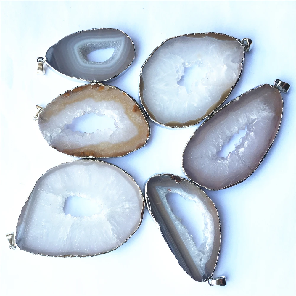 New High Quality Natural Stone White Agates Pendants Charms for Jewelry Making DIY Accessories Fit Necklaces Size 5pcs Wholesale