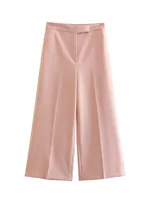 Willshela Women Fashion Two Piece Set Pink Tank Tops & Straight Leg Pants Vintage V-Neck Single Breasted Female Chic Pants Suit - Image 3