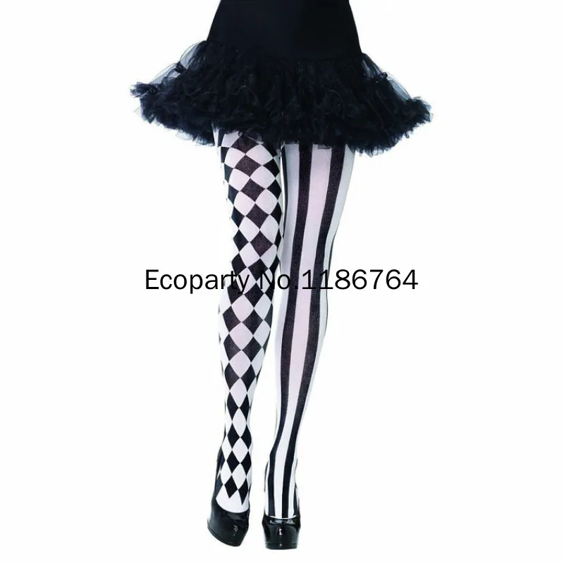 Womens Halloween Stockings Party Cosplay Striped Elastic Pantyhose Autumn Xmas Club Clown Stockings Sexy Gothic Punk Tights