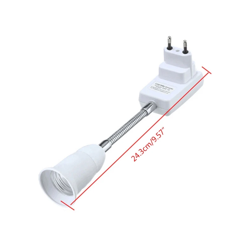 EU Plug E27 Socket Adapter with On/Off Switch to EU Plug Flexible Extension Lamp Bulb Holder Converter Bulb Extension Adapter