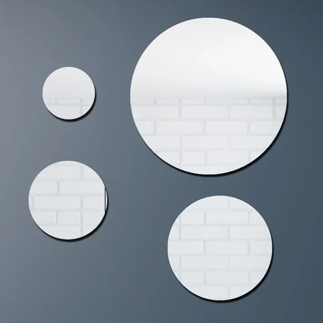 10-30cm Acrylic Mirror Stickers Thickening Round Mini Mirror Wall Sticker Decorative Self-adhesive Gold Silver DIY MakeUp Mirror