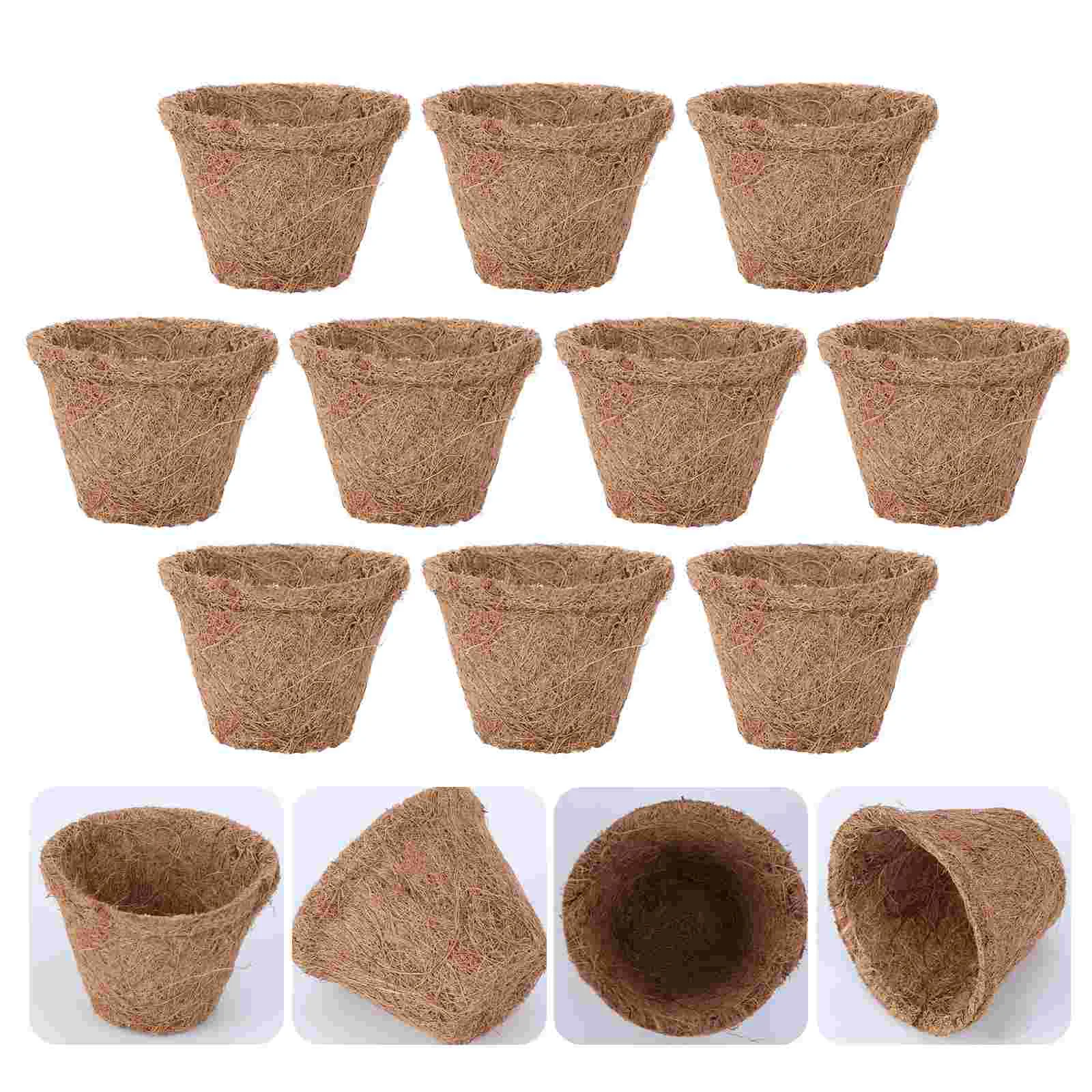 

10 Pcs Coconut Palm Nursery Basin Replacement Coir Planter Container Flower Pot Flowerpot Basket Mats Supply Planting Vase