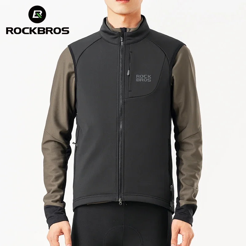 ROCKBROS Cycling Vest Warm Fleece Windproof Vest Fleece-lined MTB Bike Bicycle Clothing Sleeveless Cycling Jacket Winter Autumn