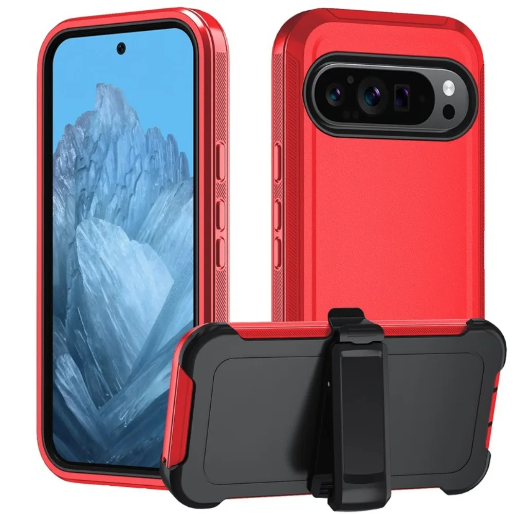 Durable Shockproof Rugged Armor Phone Case with Belt Clip and 3-Layer Hybrid Protection