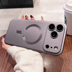 Elegant Metallic Magnetic Soft TPU Case with Wireless Charging and Lens Protection - iPhone 15 Plus (GRAY)