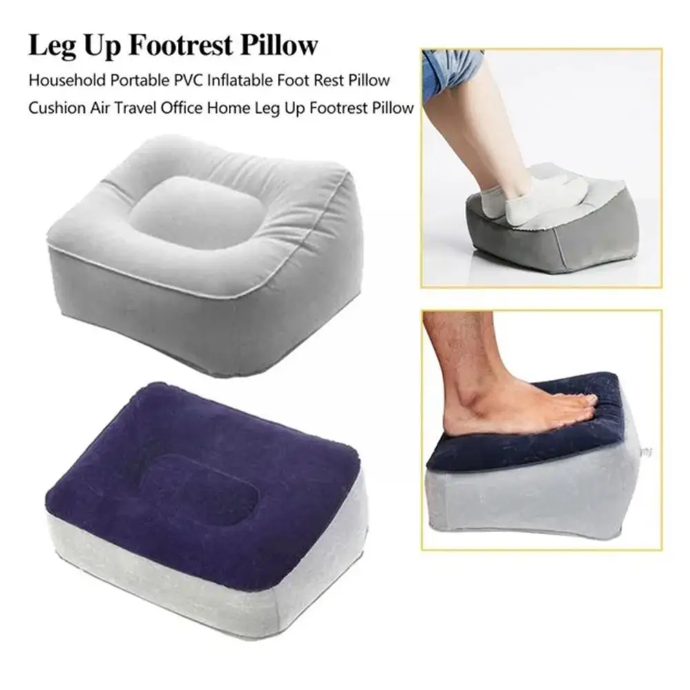 Portable Soft Footrest Pillow Pvc Inflatable Foot Rest Feet Relaxing Folding Tool Up Leg Pillow Home Travel Cushion Office T8f0