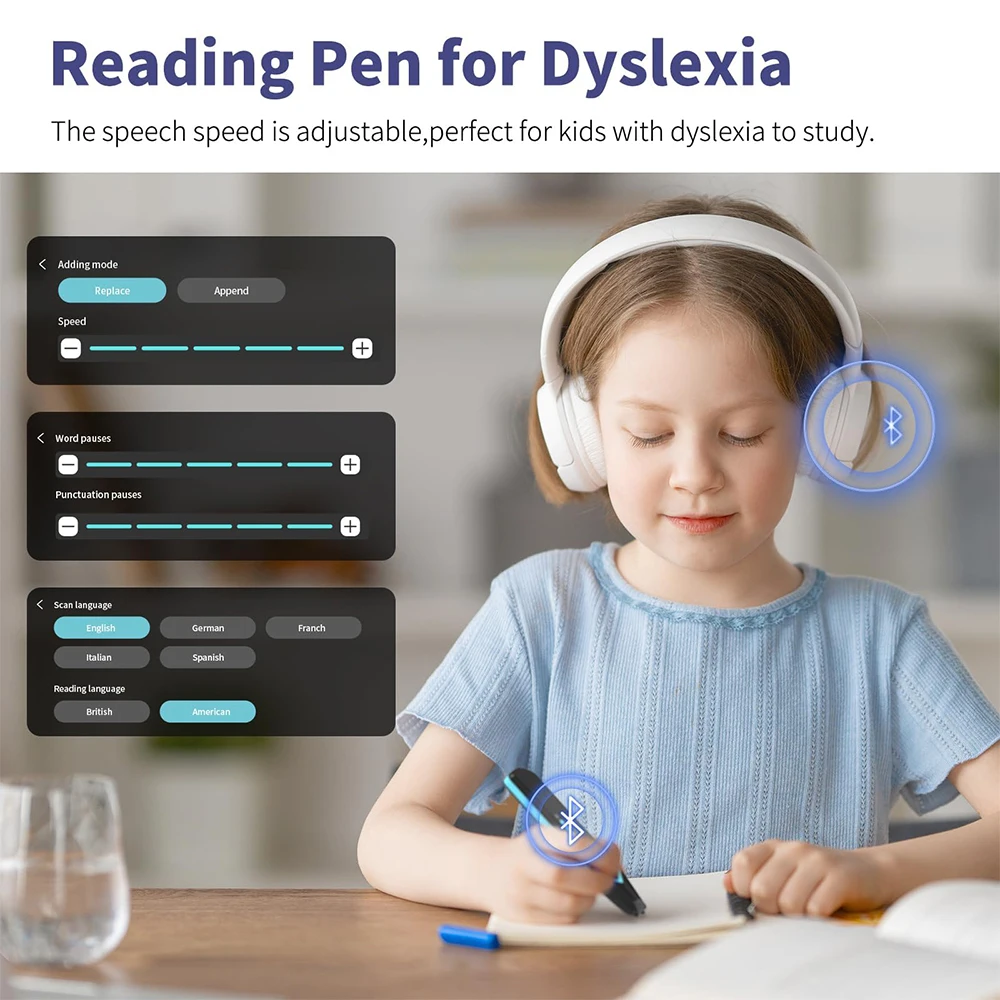 Translation Pen Reading Pen for Dyslexia Scan Reader Pen 4 Text to Speech Device Translator Photo Translation OCR 16GB Bluetooth Scanner