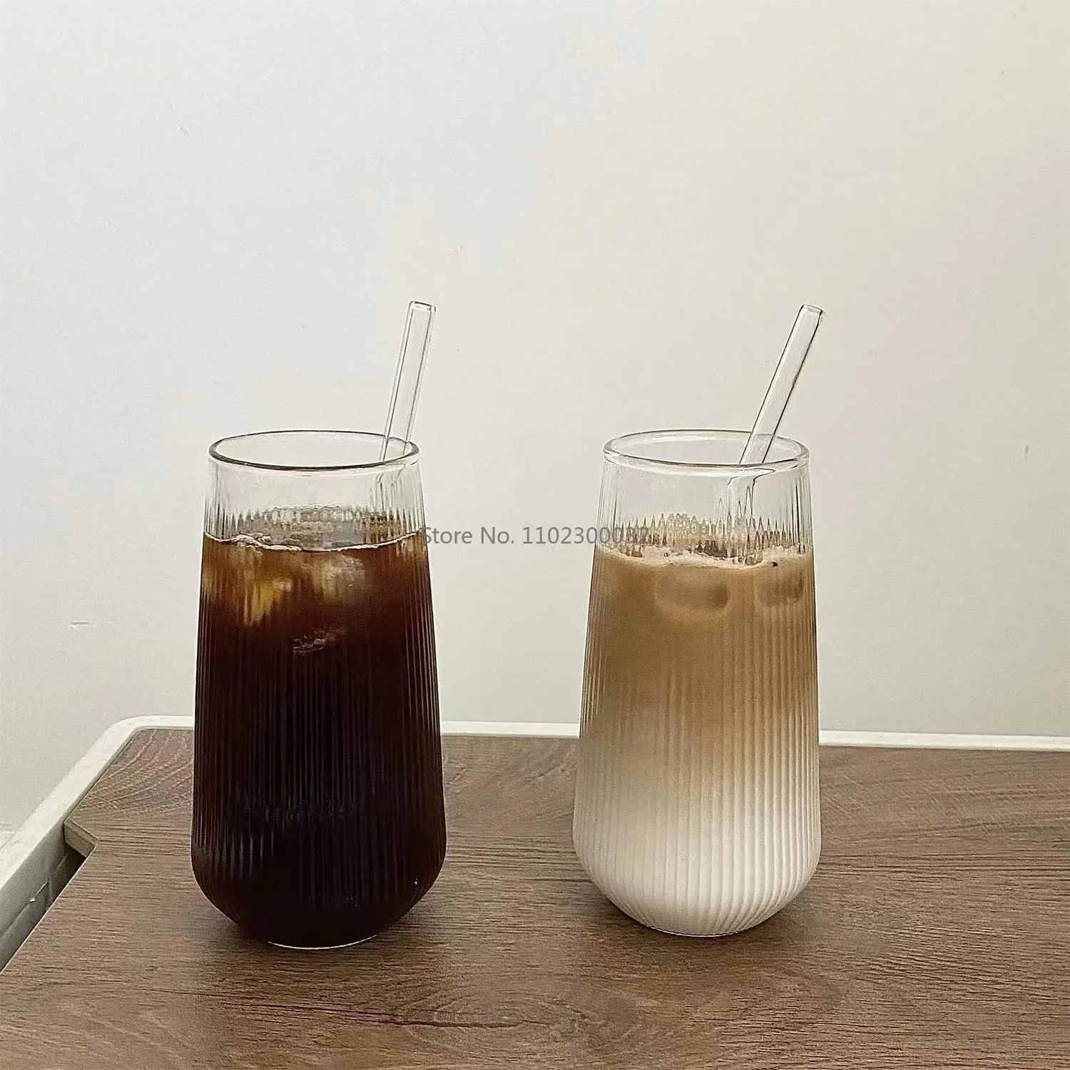 Glass Cup 4Style Heat-Resistant Rib Coffee Glass Water Cups Vertical Stripes Tea Mug Drinking Milk Beer Wine Juice Tumblers Set Gift