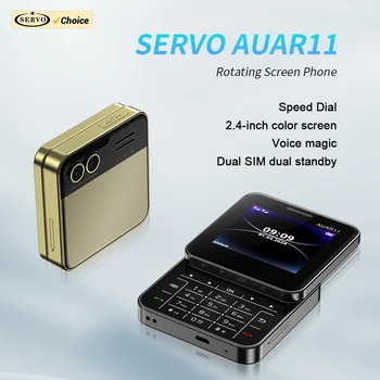 SERVO AUAR11 Rotating Sliding Screen Phone 2.4" Display 2G GSM Blacklist Speed Dial Small Mobile Phones Up-To-Date Multilingual