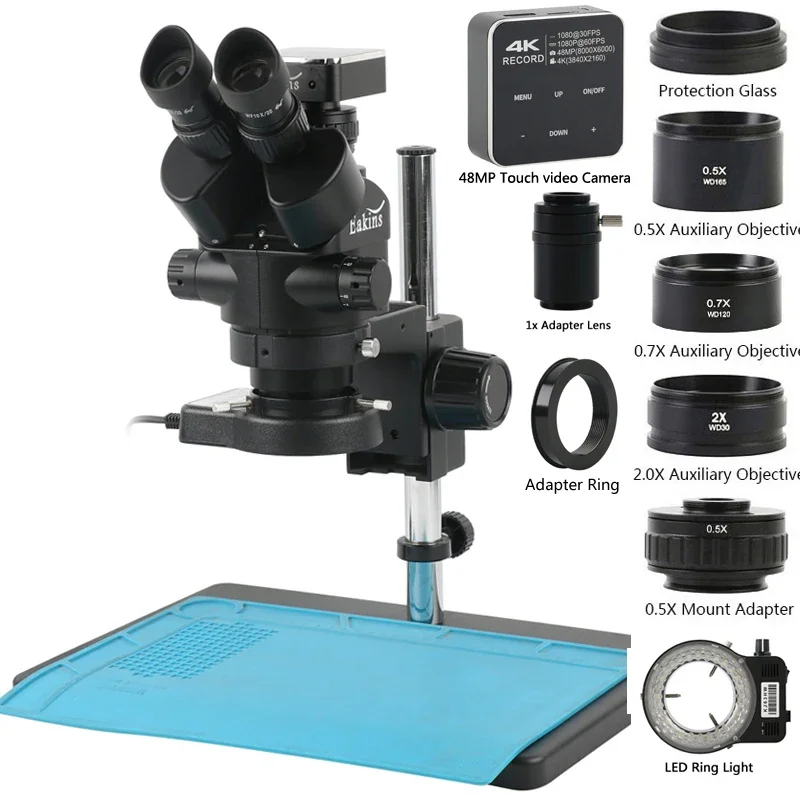 

3.5X-90X Simul Focul Parfocal Stereo Trinocular Microscope 55MP 48MP 24MP 4K HDMI USB Digital Camera For PCB Soldering Repair