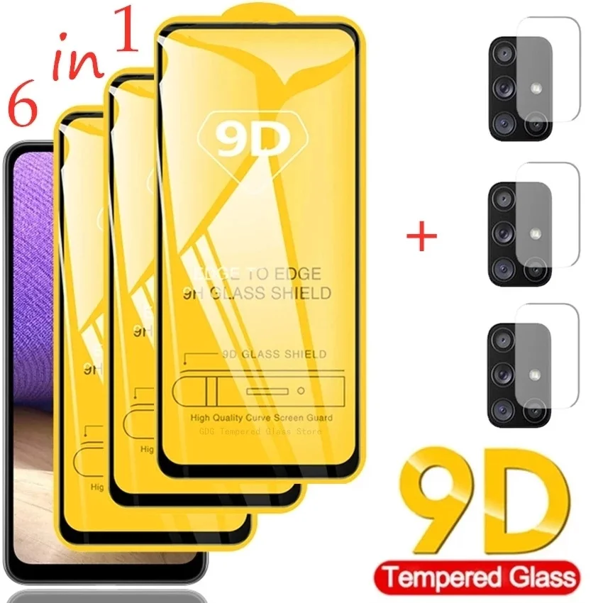 9D Tempered Glass for Samsung Galaxy A51 A52 A71 A21S A72 A13 Screen Protectors for Samsung S21 Plus A50 S22 A53 A12 S20 FE Lens