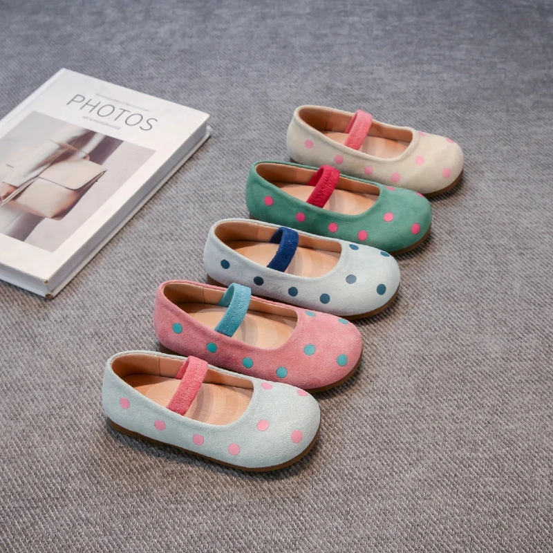 Girl's Princess Shoes Polka Dots Colorful Elastic Band Children Ballet Flats Spring Shallow Leisure Spring Kids Shoe 23-36